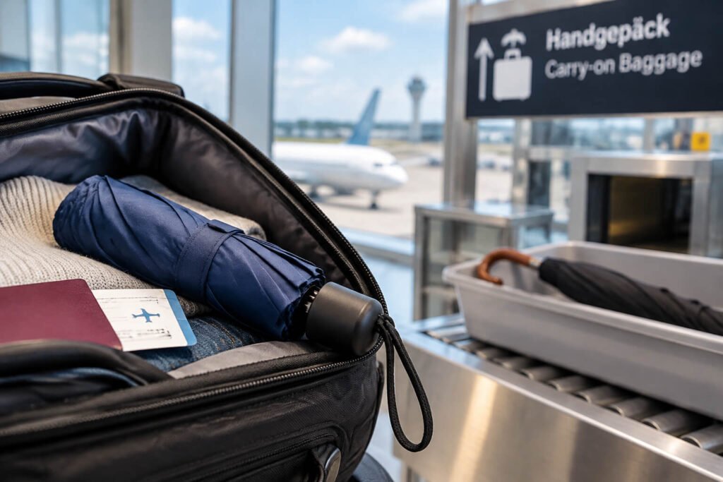 Regenschirm Handgepäck: Gelten für Taschenschirme andere Regeln? regenschirm handgepäck